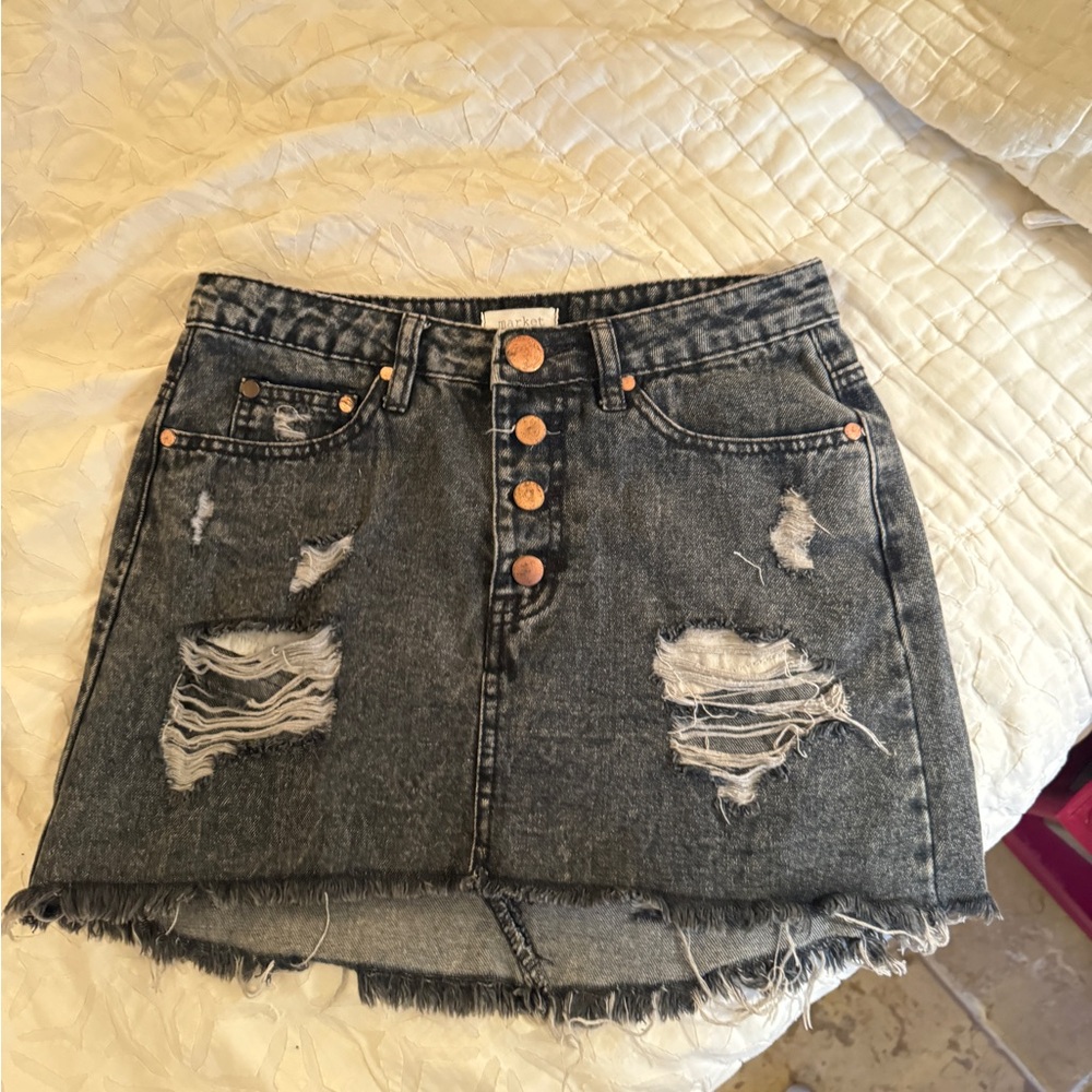 Black washed denim skirt size small